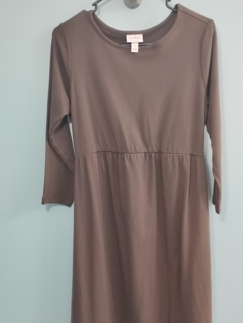 Isabel Maternity Dark Chocolate Brown Long Sleeve Tee Dress Size Small